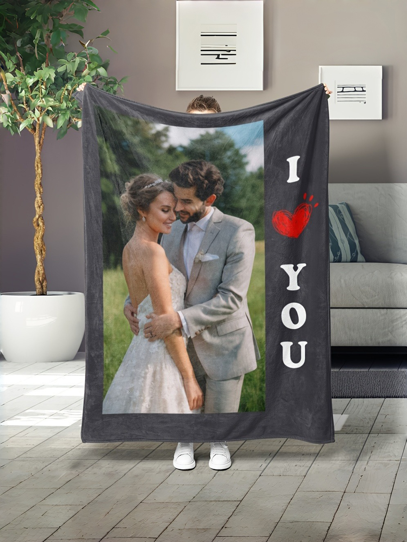 Custom Photo Flannel Blanket All-Season Use for Camping, Sofa, Office, and Pets